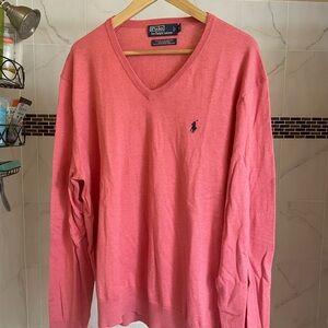 Vintage Ralph Lauren Cotton/Silk/Cashmere Sweater (Salmon/orange in color).